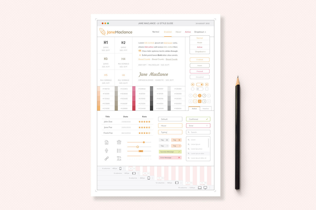 One Page UI Style Guide in Stationery Templates - product preview 8