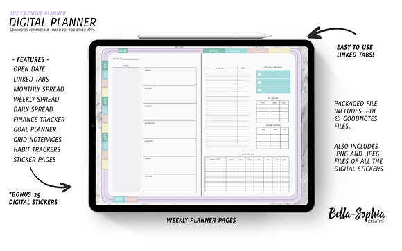 Pastels Digital Planner-(Goodnotes) in Stationery Templates - product preview 1