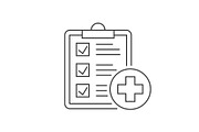 Medical report line icon on white