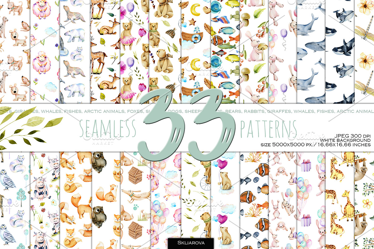 33 Patterns with Animals. in Patterns - product preview 8