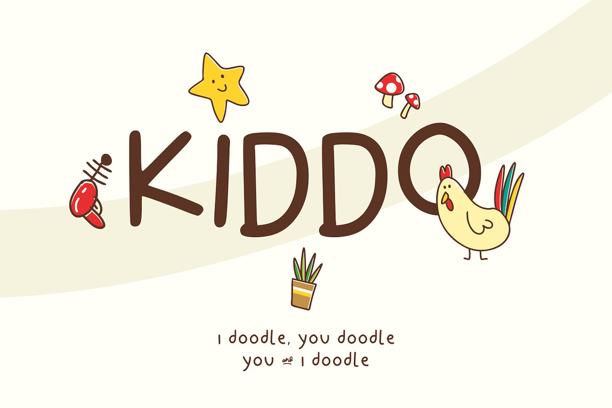 Kiddo font + bonus doodles in Sans-Serif Fonts - product preview 8