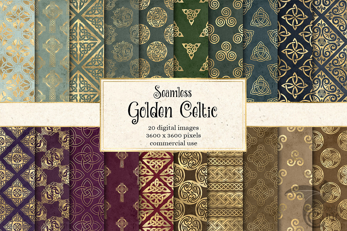 Gold Celtic Digital Paper in Patterns - product preview 8