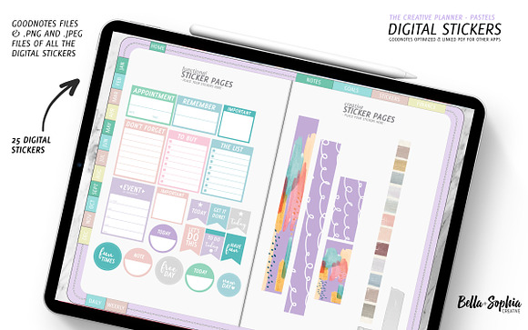 Functional Pastels-Digital Stickers in Stationery Templates - product preview 1