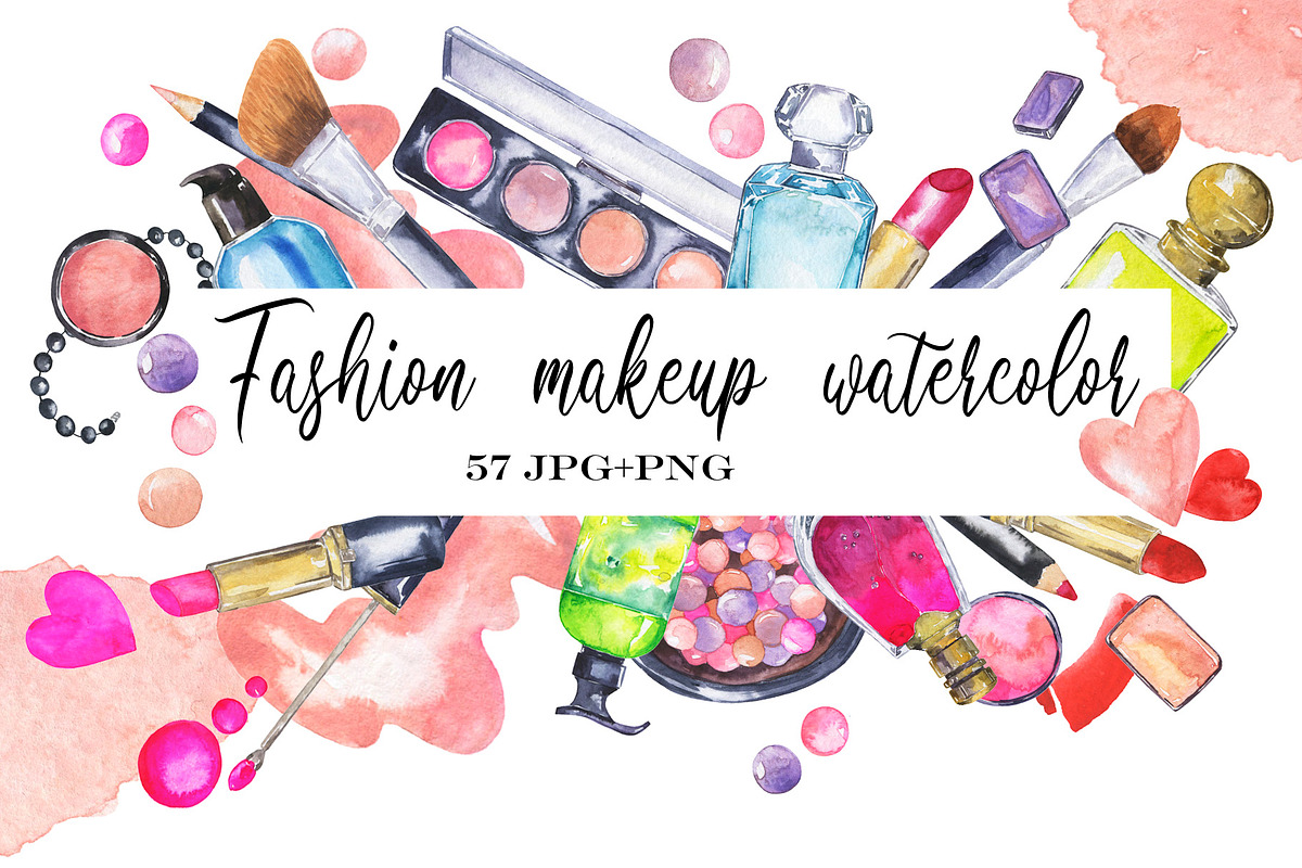 Fashion makeup watercolor in Illustrations - product preview 8