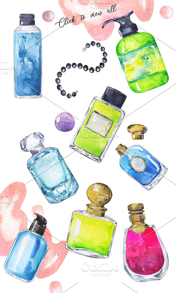 Fashion makeup watercolor in Illustrations - product preview 3