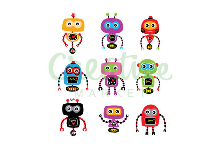 Cute Robot Collection in Illustrations - product preview 8