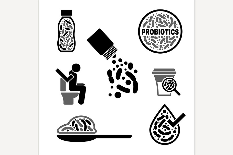 Lactobacillus Probiotics Icons