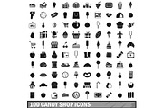 100 candy shop icons set