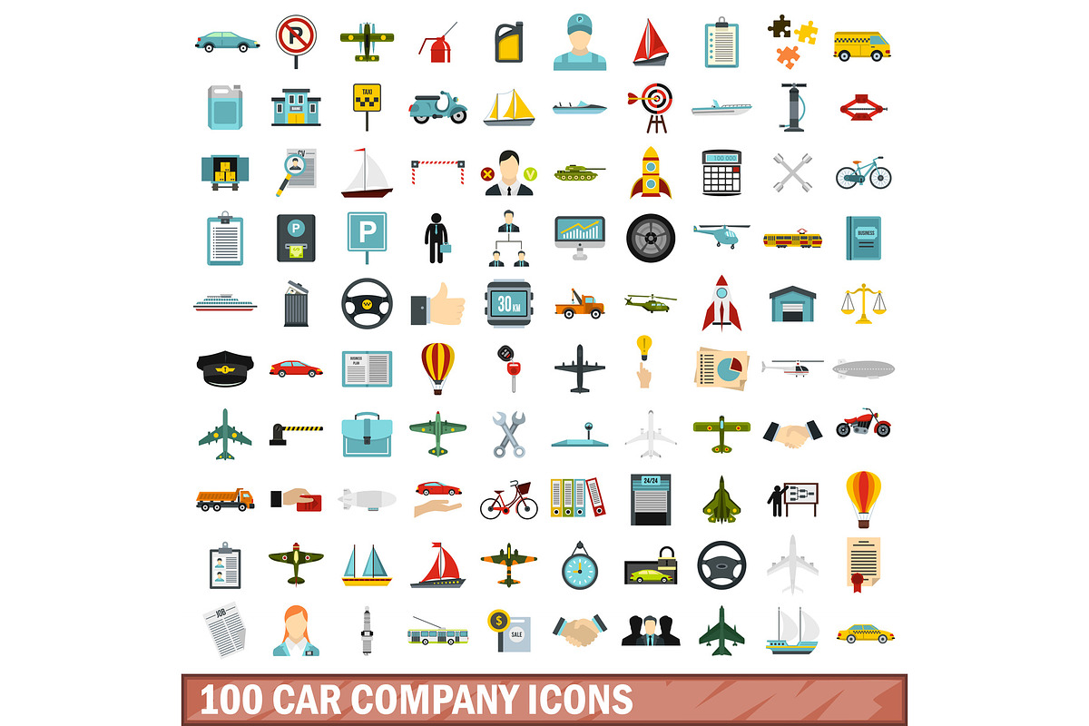 100 car company icons set in Illustrations - product preview 8