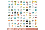 100 car company icons set