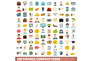 100 finance company icons set