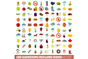 100 gardening reclame icons set