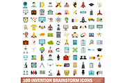 100 invention brainstorm icons set
