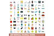 100 medical journal icons set