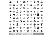 100 military service icons set