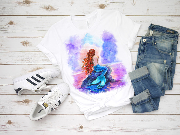 Mermaid. Watercolor in Illustrations - product preview 1