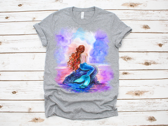 Mermaid. Watercolor in Illustrations - product preview 2