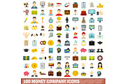 100 money company icons set