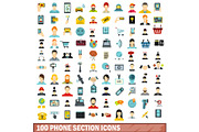 100 phone section icons set