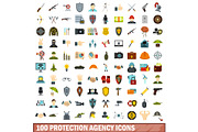 100 protection agency icons set