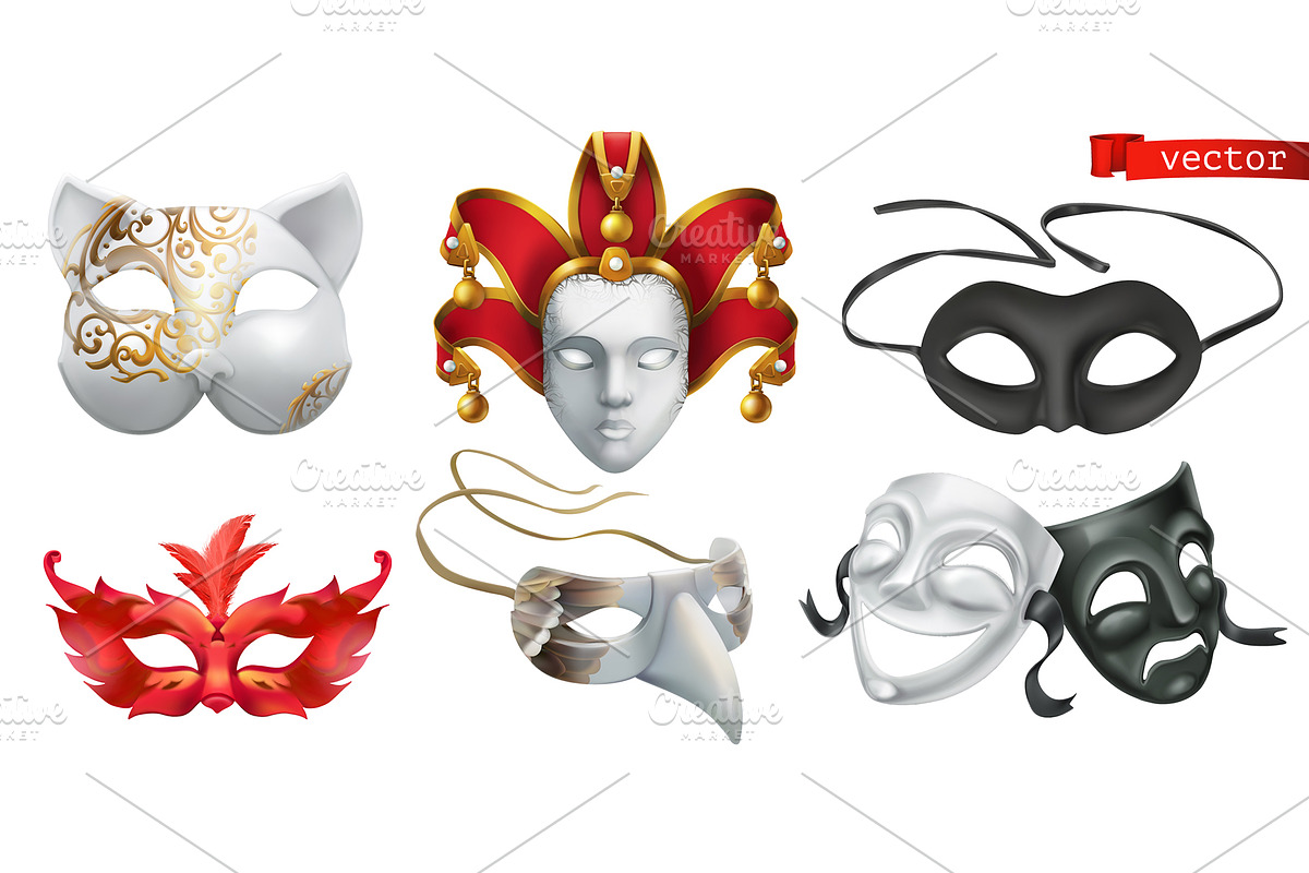 Carnival masks. Mardi Gras. Theater in Icons - product preview 8