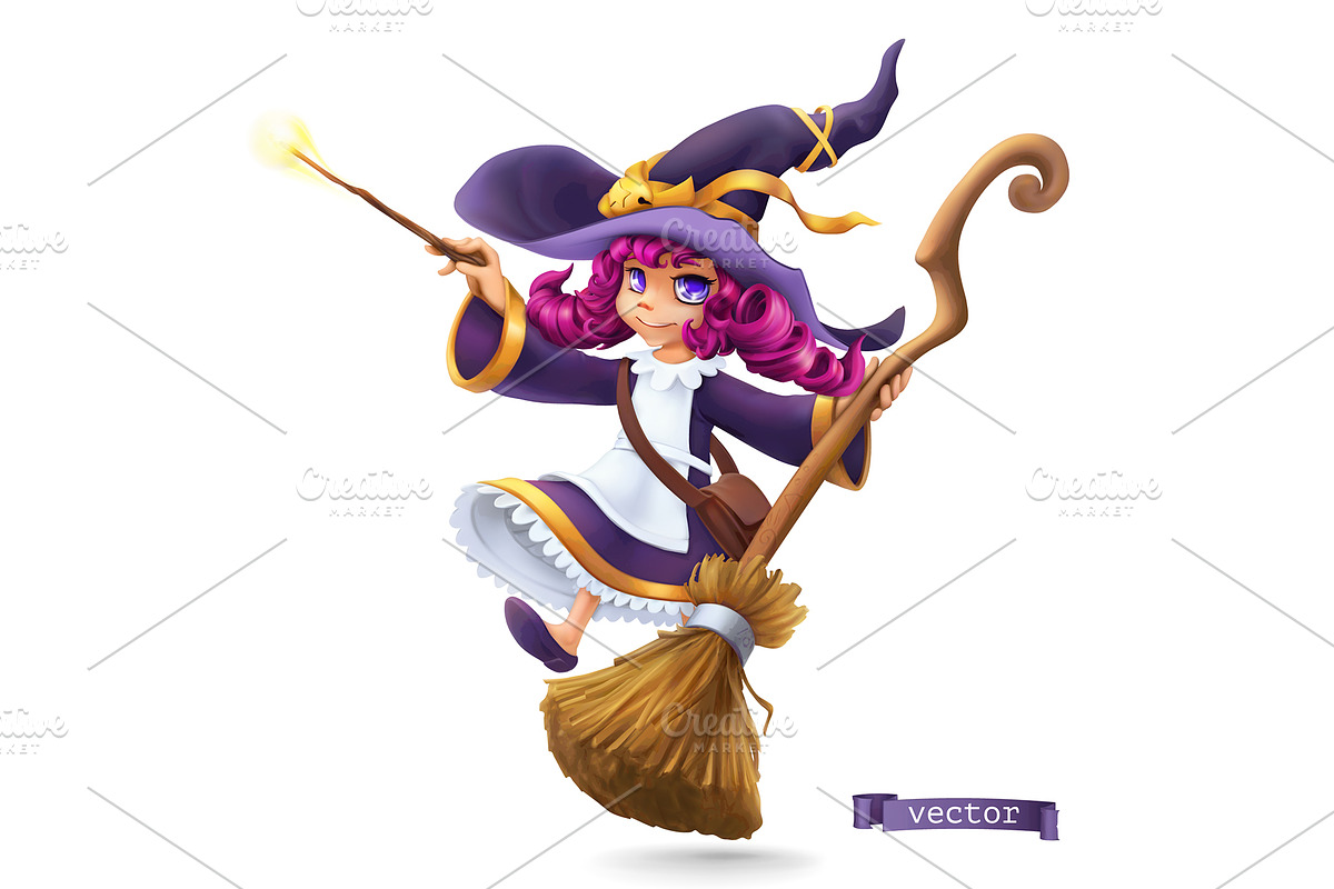 Little witch, sorceress. Halloween in Icons - product preview 8