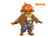 Pumpkin scarecrow. Halloween icon