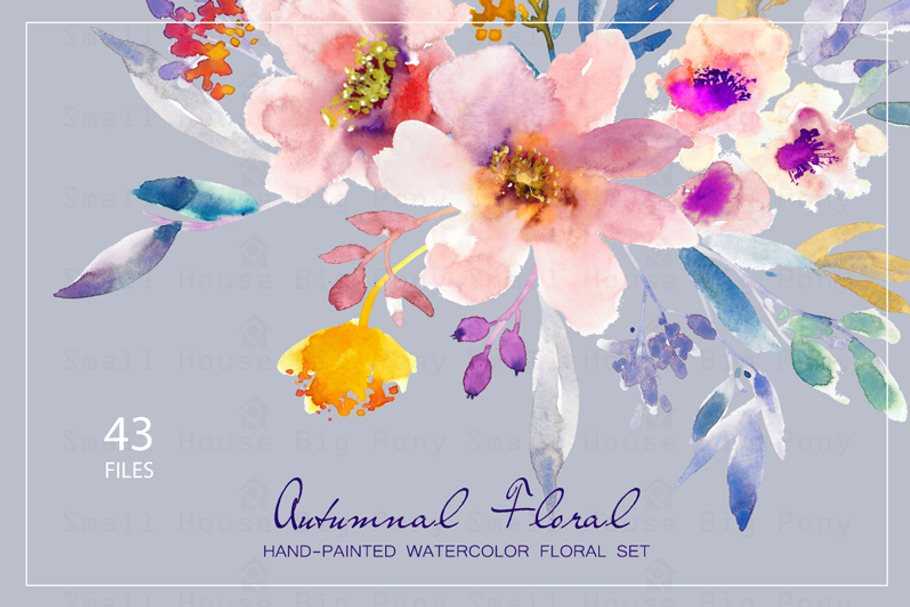 Autumnal Floral- Watercolor Clipart