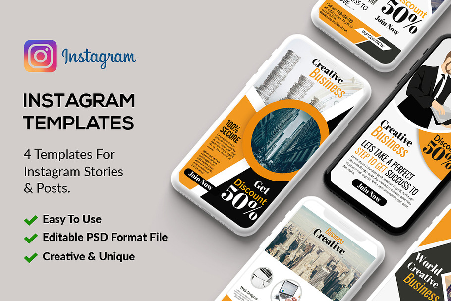 4 Business Dealing Instagram Stories in Web Elements - product preview 8