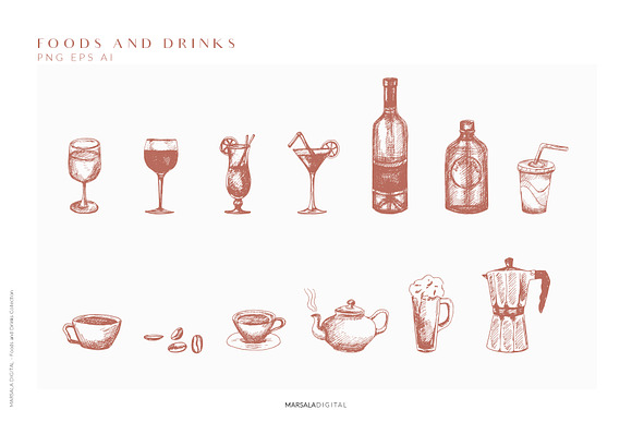 Foods & Drinks Logo Elements in Illustrations - product preview 1
