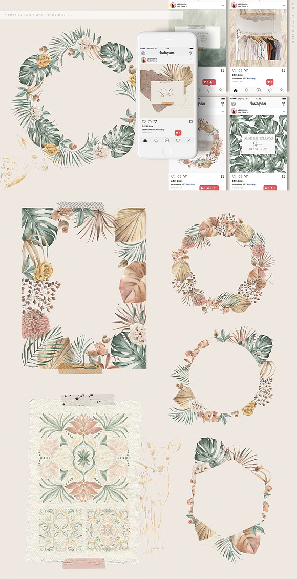 Modern Oasis Watercolor Collection in Illustrations - product preview 3