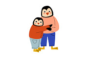 Father Penguin and his Kid Hugging