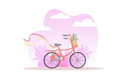 Bicycle with Basket of Flowers on