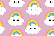 Cloud Rainbow. Seamless Pattern.