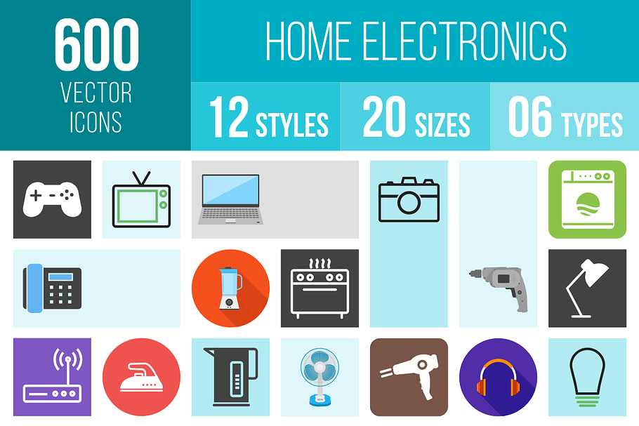 600 Home Electronics Icons