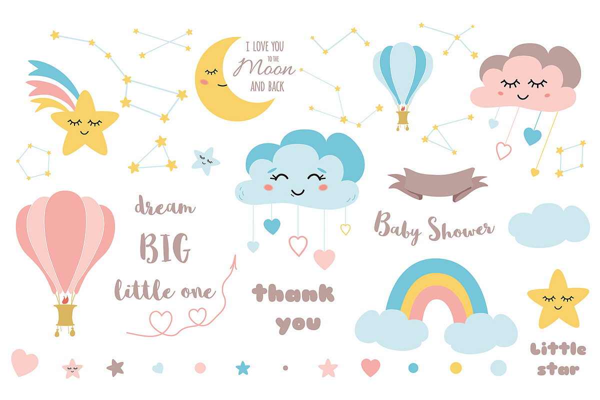 Baby Shower Invite Clipart Patterns in Illustrations - product preview 8