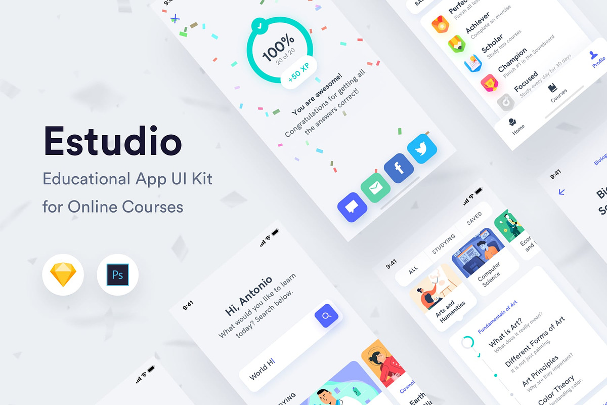 Estudio - Educational Mobile App UI in UI Kits and Libraries - product preview 8