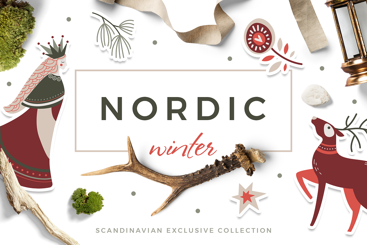 Nordic winter scandi christmas set in Objects - product preview 8