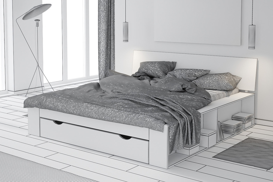 Bedroom v001 Full Scene in Architecture - product preview 2