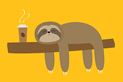 Sloth sleeping on tree branch Coffee