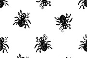 Spider Sketchy Style Drawing Pattern