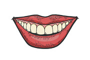 Female smile mouth color sketch