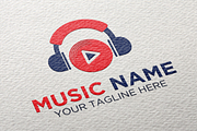 Headphone Music Play Logo
