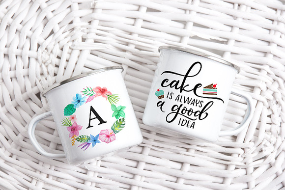 two enamel mugs 2 psd tin mockups in Product Mockups - product preview 2