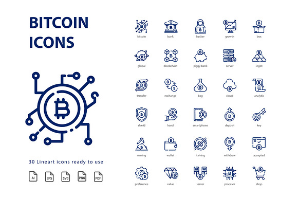 Bitcoin Lineart in Server Icons - product preview 1