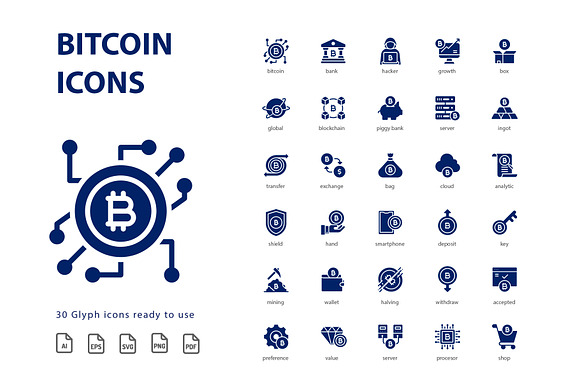 Bitcoin Glyph in Server Icons - product preview 1
