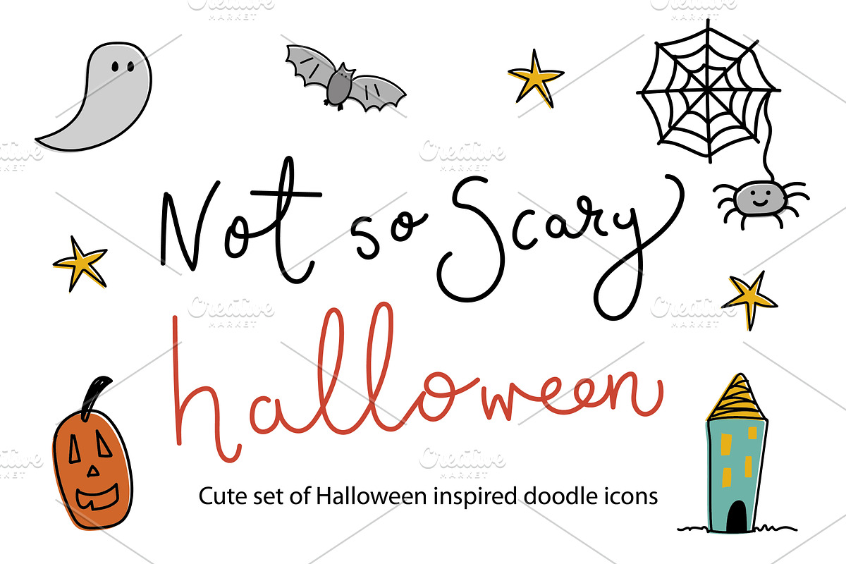 Not So Scary Halloween doodle icons in Illustrations - product preview 8