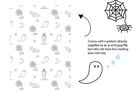 Not So Scary Halloween doodle icons in Illustrations - product preview 3