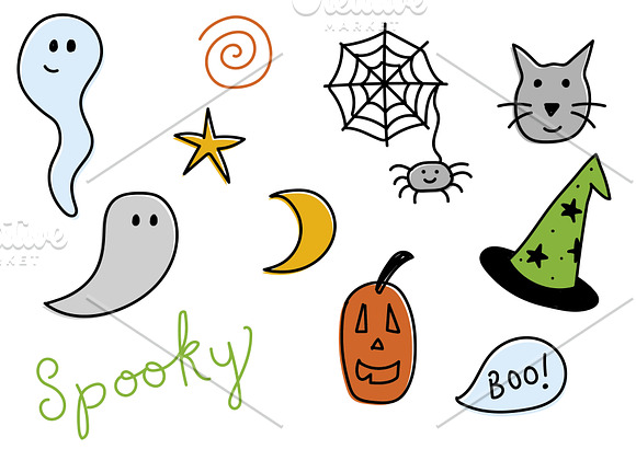Not So Scary Halloween doodle icons in Illustrations - product preview 6