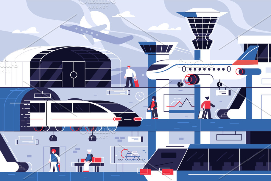 Modern airport building in Illustrations - product preview 8